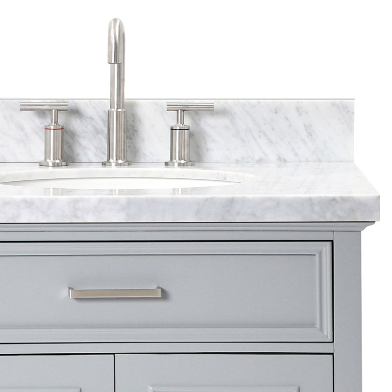Kensington 73'' W Double Vanity, Gray, Oval, Pure White Quartz