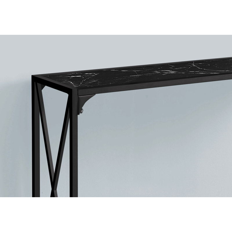 Table d'appoint, console, vestibule, étroit, canapé, salon, chambre à coucher, aspect marbre noir, métal noir, contemporain, moderne