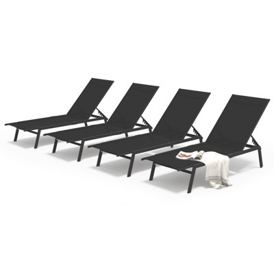 Ensemble de 4 chaises longues réglables à l'extérieur