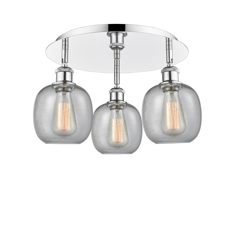 Plafonnier semi-encastré en verre Alve, Chrome poli, Grainé