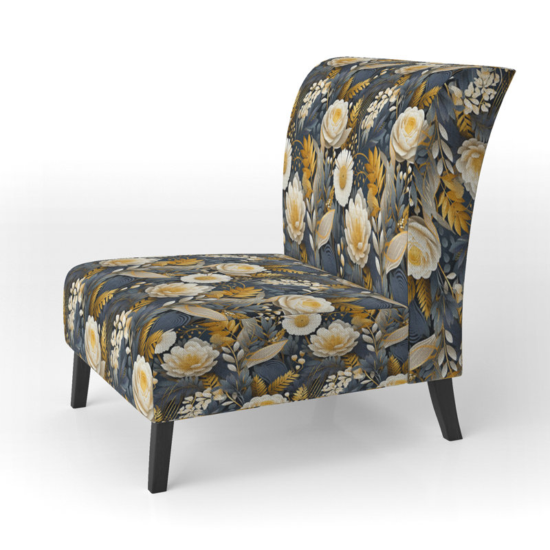 Fauteuil de chambre rembourré à motif doré et gris Enchanted Gardens