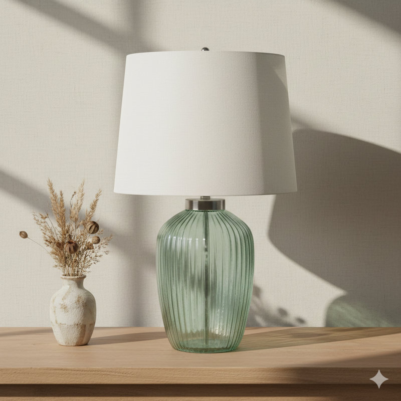 Lampe de table en verre D16x27 "