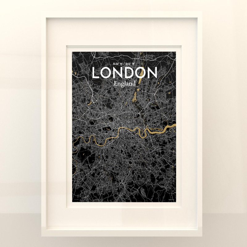 London City Map In Luxe - No Frame Print, 24cm H x 18cm W x 0.05cm D