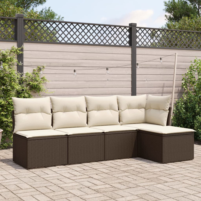 Vidaxl Garden Sofa Set Brown, Cream White