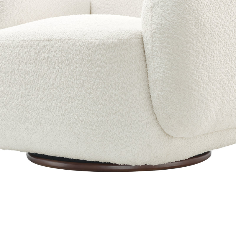 Fauteuil demi-tonneau pivotant à 360 degrés Jarisa, 100 % polyester blanc cassé