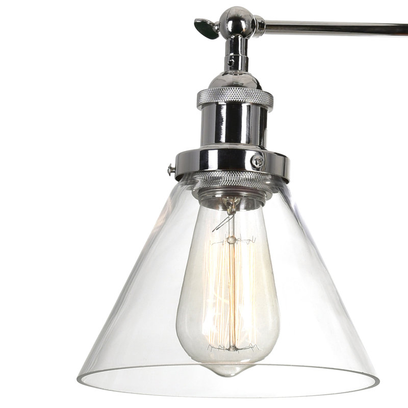 7" Polished Nickel Wall Sconce – Modern 1-Light Bathroom or Hallway Fixture with Clear Glass Cone Shade and E26 Bulb Base – LED Compatible