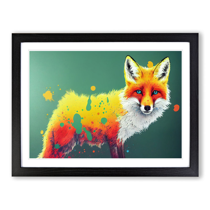 XH1022-6619X Fox Vol.1 Abstract - Single Picture Frame Painting, 25cm H x 34cm W x 2cm D, Black