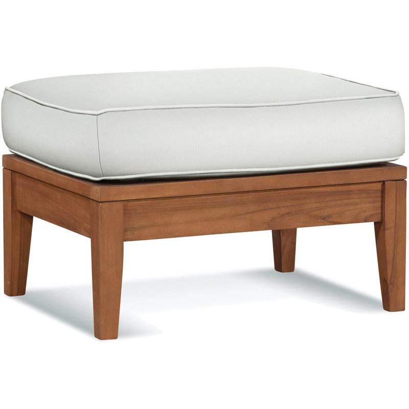 Messina Outdoor Teak Ottoman, Inside/Out Pearl Stripe; 6291-91