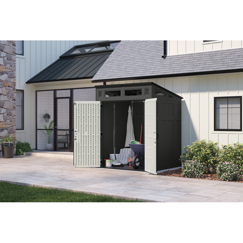 Black Modernist 6x5 ft Storage Shed with Windows