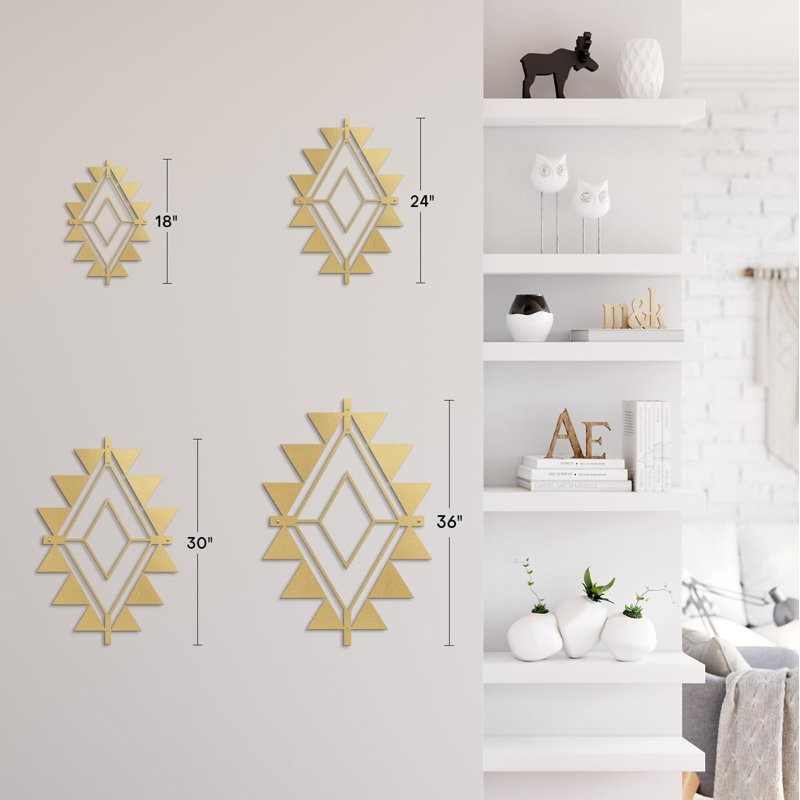 Décoration murale en métal, H 24 po x l 12 po x P 0,05 po, Or