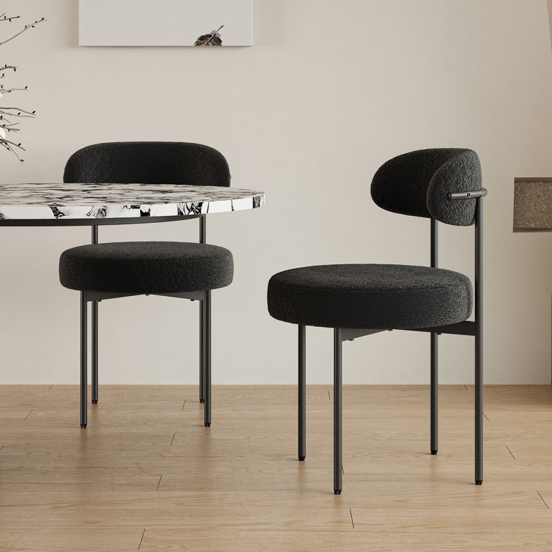 Chantele 19.3'' H Tufted Upholstered Metal Side Chair, Black