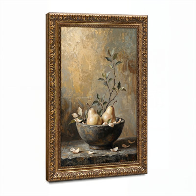 Art mural en toile noyer doré encadré pour le salon, la chambre à coucher, le bureau ou le vestibule - Décoration murale décorative avec nature morte