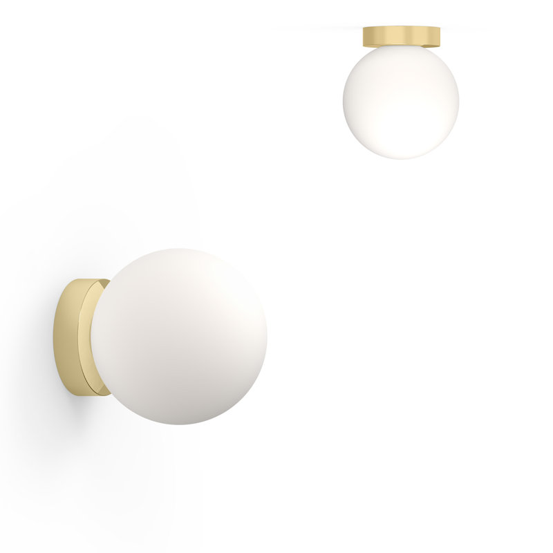 Bola Sphere Globe Flush Mounted Sconce, Brass, 9,6" H x 8" W x 8" D