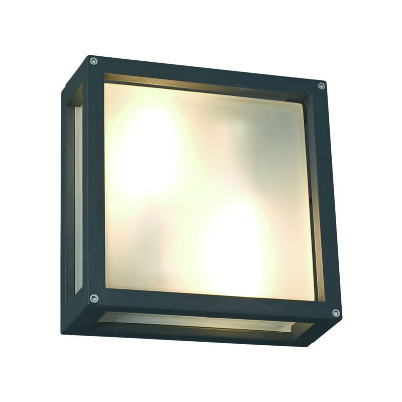 Elleece Grey 2 - Bulb 25cm H Frosted Glass Outdoor Bulkhead Light