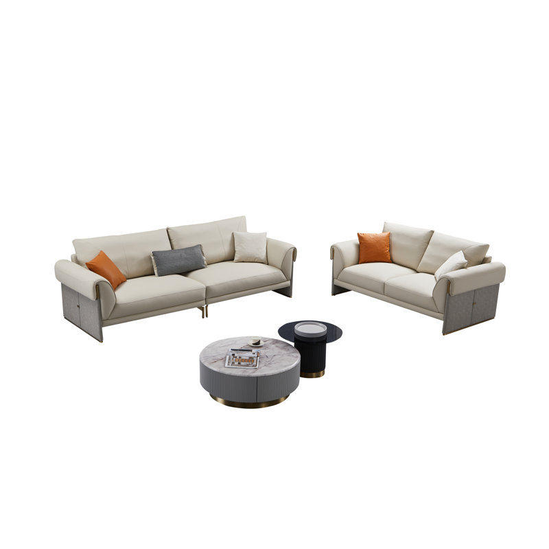 107'' Genuine Leather Extra Long Sofa