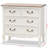Lippa White & Oak Finish Brass Pull 4-Drawer Accent Storage Cabinet, 29.32" H X 31.1" W X 13.38" D