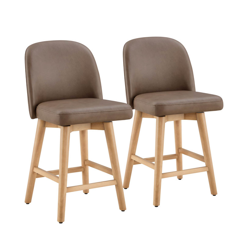 Upholstered Counter & Barstool(Set Of 2), Aline Sable/Genuine Leather