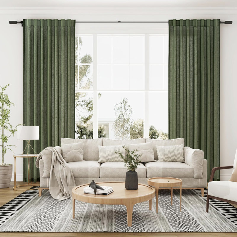 Rideau filtrant la lumière avec crochets à l'arrière Dennan, Vert olive, L 52 po x L 84 po