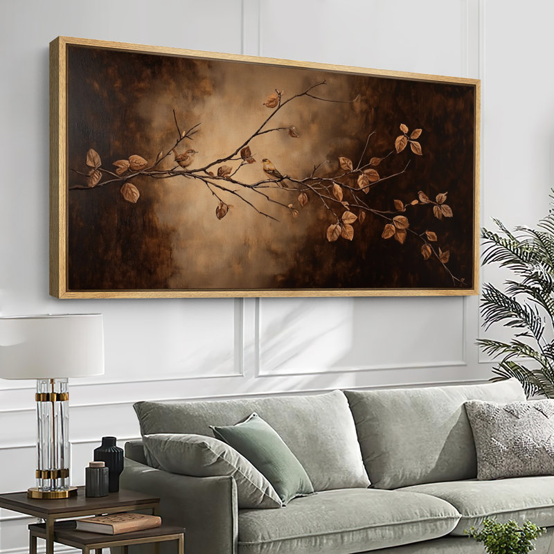 Grande impression sur toile encadrée - impression florale Moody pour décor scolaire foncé, Naturel, H 30 po x l 60 po