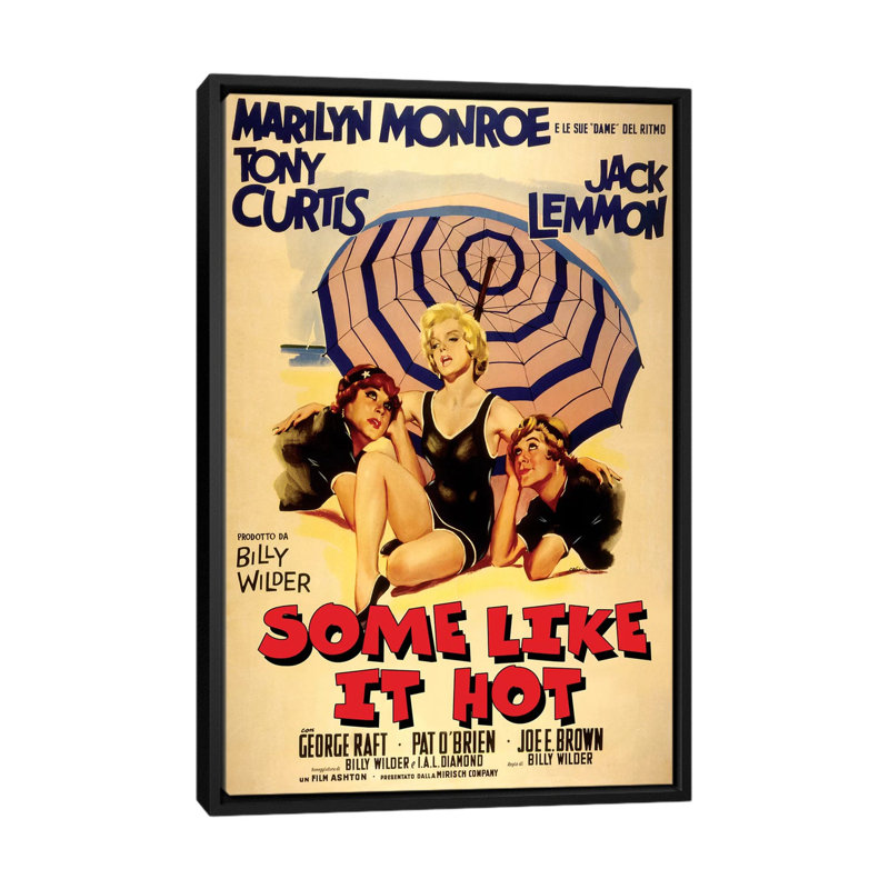 Some Like It Hot Film Poster (Italian Market) by Radio Days - Print on Canvas, Black Framed, 101.6 cm H x 66.04 cm W