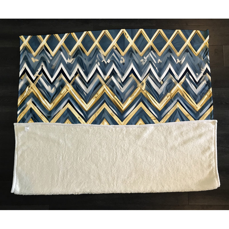 Jeté Ridgley, L 51 po x L 60 po, Bleu/jaune, Chevron / abstrait
