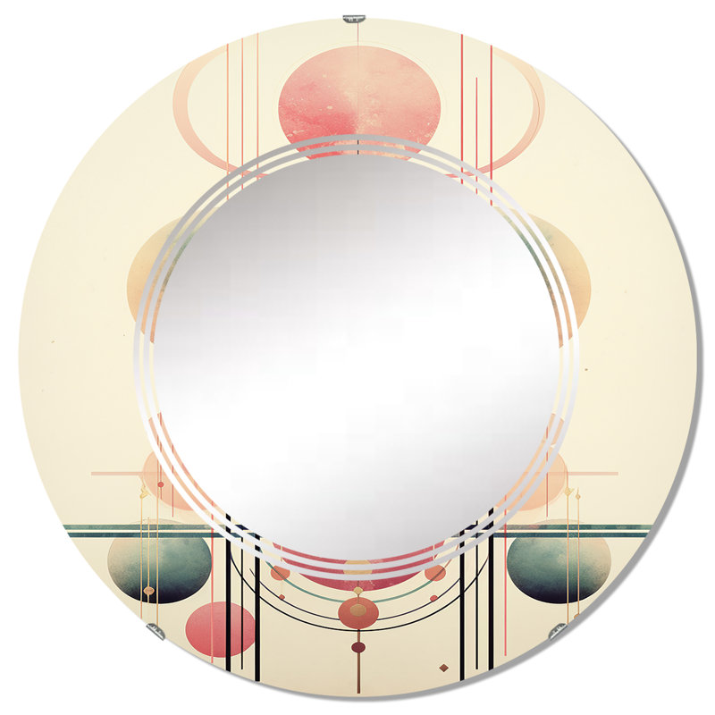 Draad - Miroir mural moderne rond, 32 po x 32 po