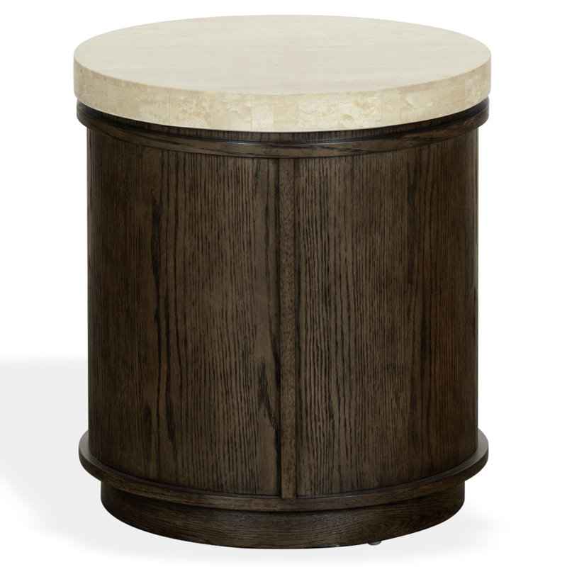 Table d'appoint ronde Alysandria, Dark Brown Oak