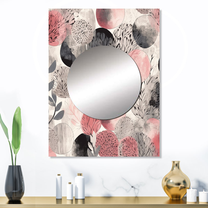 Majvi rose gris Minimalims Fludity - miroir mural minimaliste, miroir décoratif moderne, impression d'art en métal