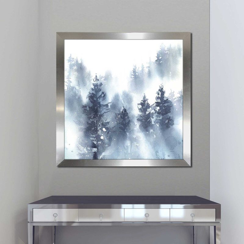 «Misty Forest II (Square)» par Katrina Pete, reproduction, Encadrement argenté, H 37,5 po x l 37,5 po x P 1 po