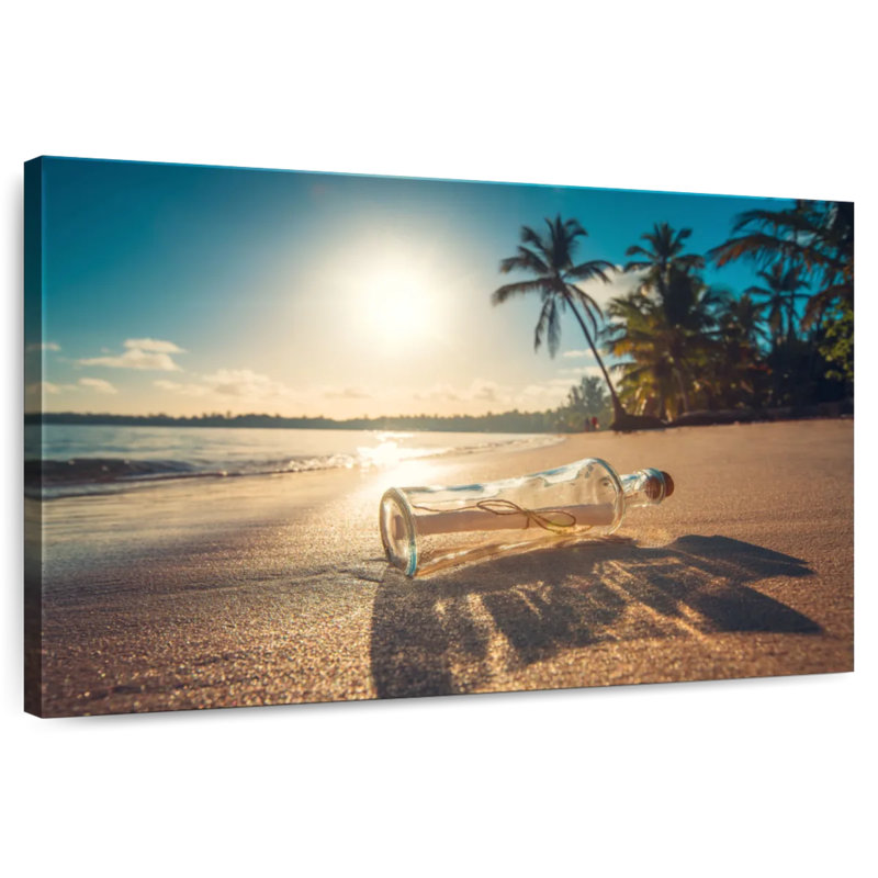 Bottle Message On Beach, 16'' H x 24'' W