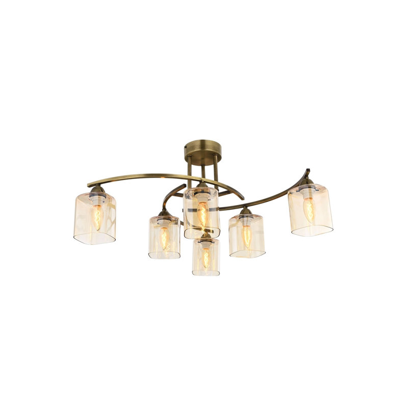 Superbe lustre en cuivre avec structure en métal, 20,5 po x 20,1 po | 6 x douilles E14 (4 W maximum) | Design moderne et glamour moderne, parfait pour la salle à manger, le salon et les entrées, homologué IP20 pour une utilisation à l'intérieur