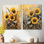 Tournesols dans un pré de blé I - ensemble de 2 impressions murales florales en métal