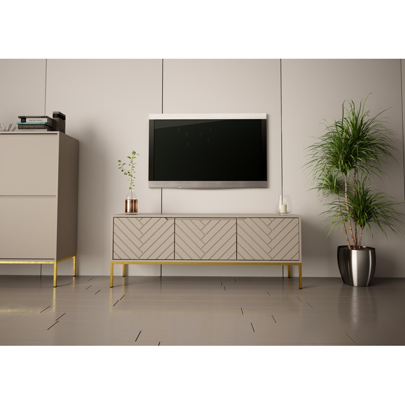 Ankrom Unfinished TV Stand for TVs up to 65", Gray/Gold