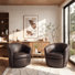 Fauteuil demi-tonneau pivotant en similicuir - aucun assemblage requis