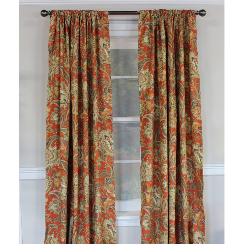 Valpanbk Cotton Blend Room Darkening Curtain Pair, 50" W x 96" L, Pompeii