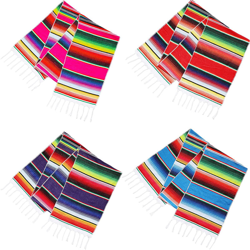 Ensemble de 4 chemins de table en coton mexicain Serape