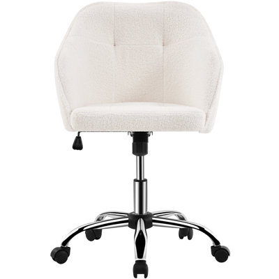 Ergonomic Desk Chair，Adjustable 360° Swivel Boucle Chair  for Home and Office use