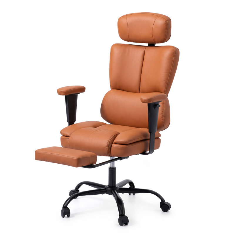 Fauteuil de bureau confortable avec repose-pieds, Brown