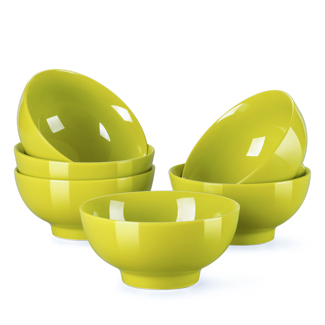 6-Piece 660Ml Assorted Color Porcelain China Cereal Bowl Set