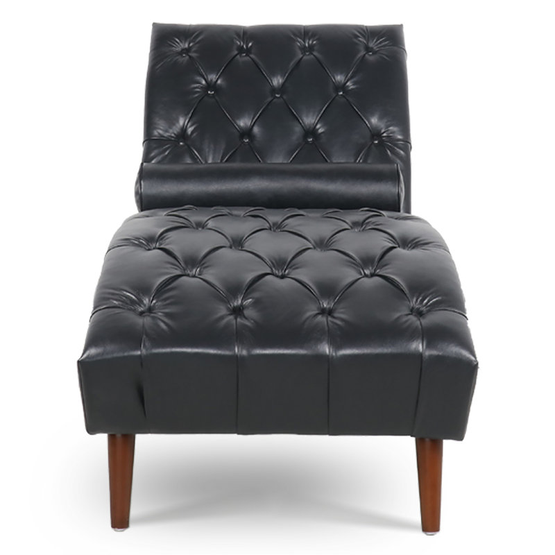 Jesica Upholstered 25.39'' Sofa, Black Faux leather