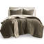Édredon simple en chenille tricoté gaufré, 100%, 2 taies décoratives, réversible, lavable à la machine et bourre de taie décorative, dossier, lavable, mélange brun-grisâtre
