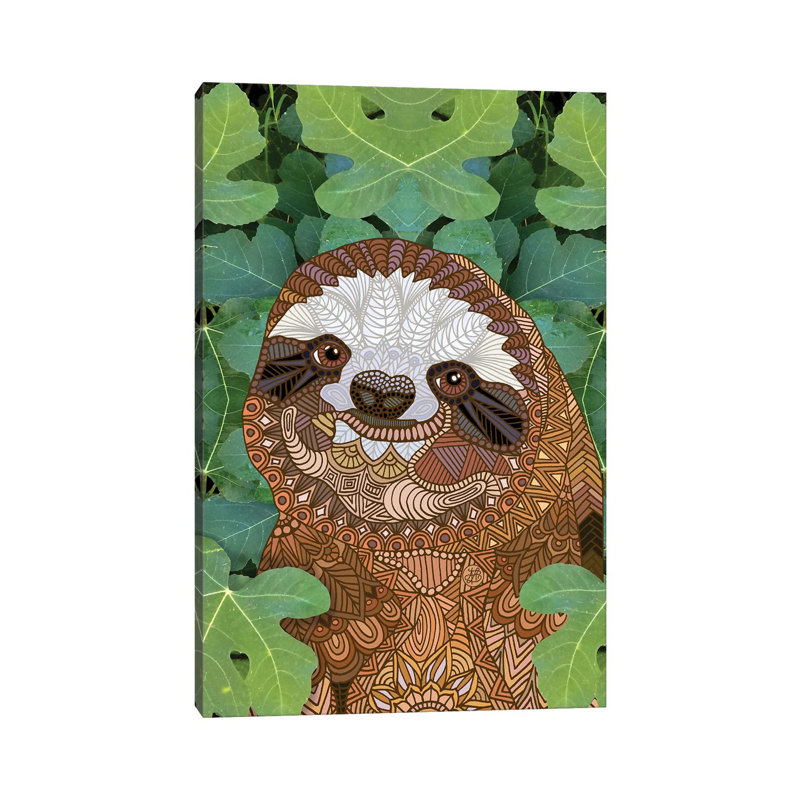 Happy Sloth by Angelika Parker - Wrapped Canvas Print, 152.5 cm H x 101.5 cm W