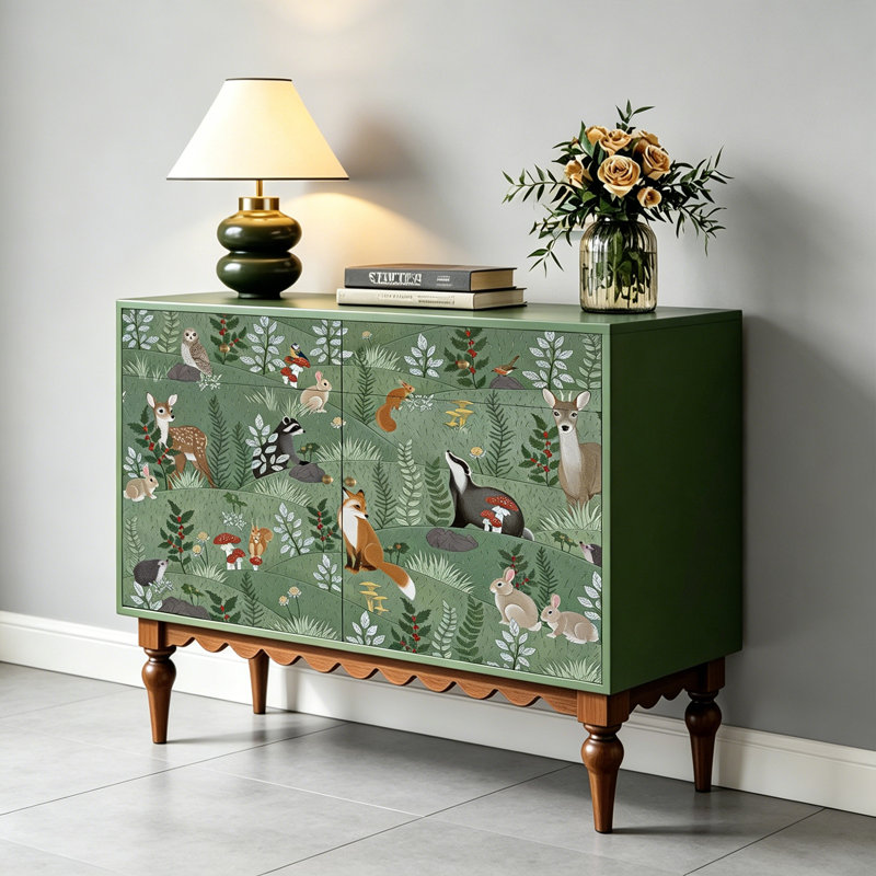 Solid Wood Entryway Cabinet with Copper Handles