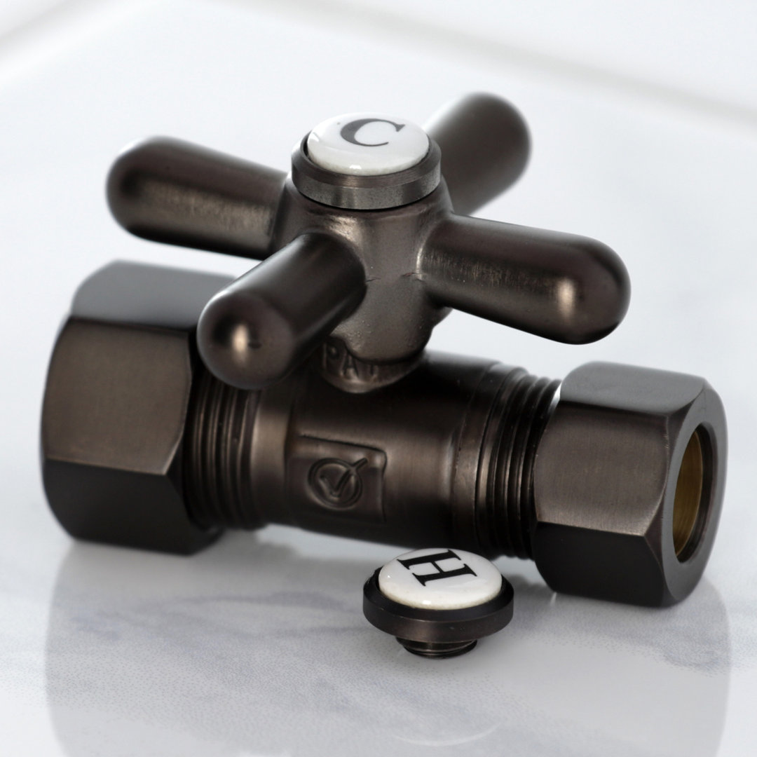 Kingston Brass Vintage 5/8-Inch OD Comp x 1/2-Inch OD Comp Quarter-Turn Straight Stop Valve Kingston Brass