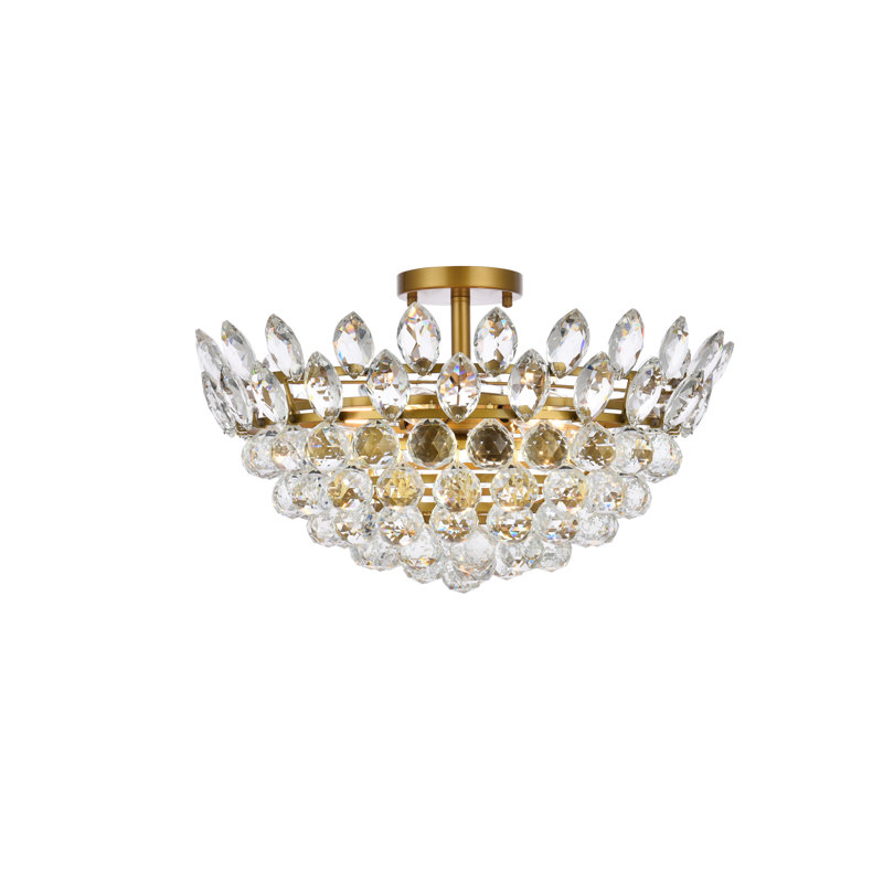 Plafonnier semi-encastré Abel, Laiton, 5 lumières, 10.5" H x 18" W x 18" D