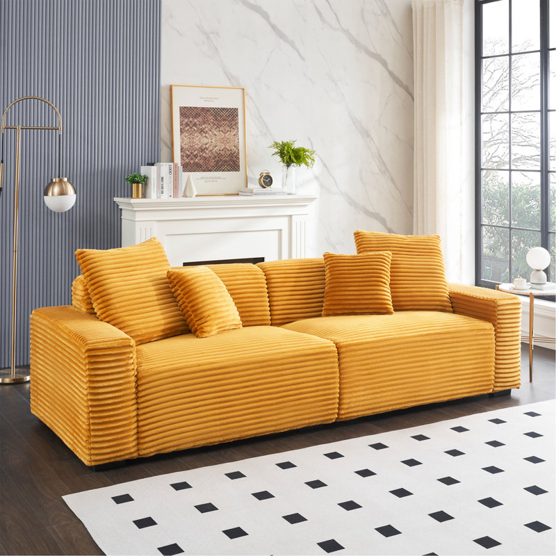 Grand canapé 104,72 pouces à 4 places avec 4 coussins décoratifs, Orange