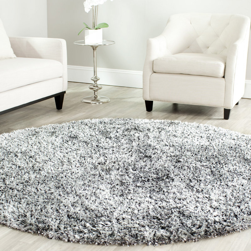 Tapis performance touffeté à la main à poil long Coltan, Rond 7 pi