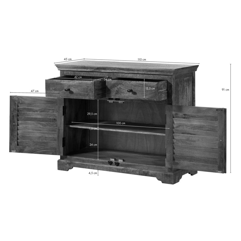 Rodez 110cm Solid Wood Sideboard