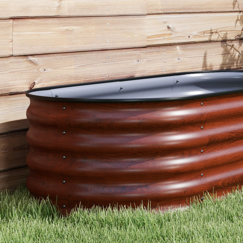 Boîte à fleurs surélevée galvanisée 5 pi x 2 pi 1,4 pi, brun Lit de jardin surélevé en métal avec rebord. Pour faire pousser plusieurs plantes. Installation facile. Auto-vidange. Ensemble de construction en acier de 0,6 mm, 59 po, 23,5 po, 16,5 po
