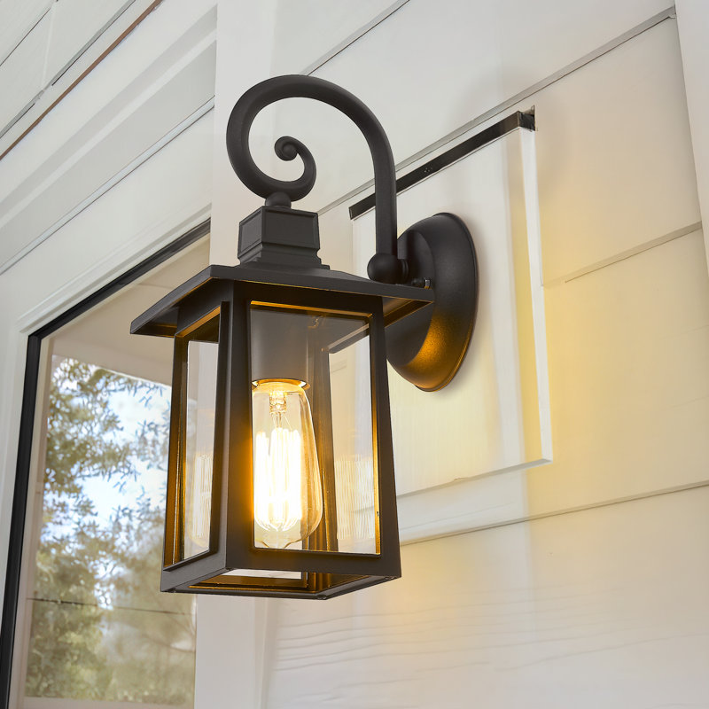 Lanterne murale d'extérieur 1 lumière noire matte H 13,8 po Basile